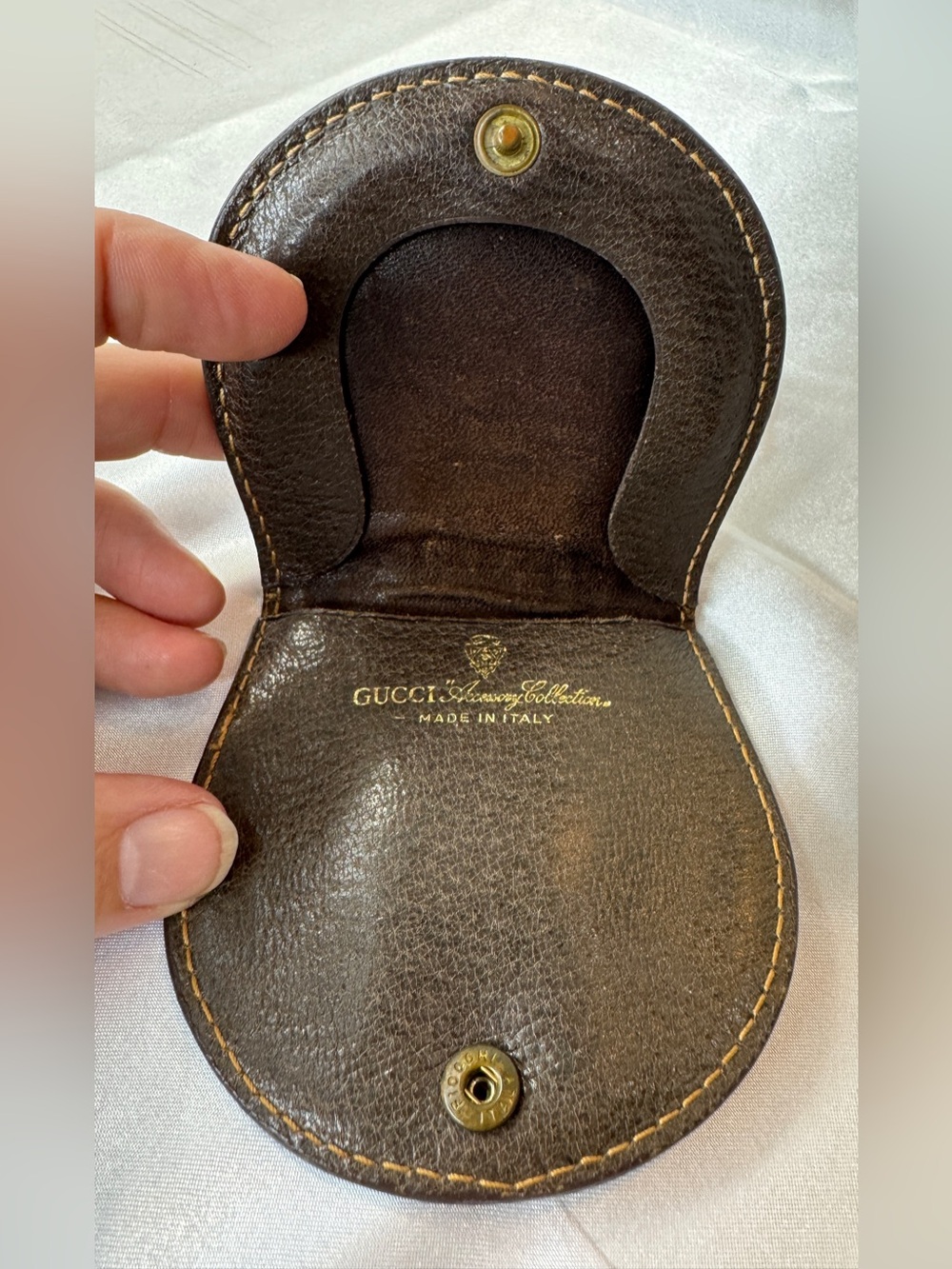 Gucci Vintage Brown Canvas & Leather Sherry Line GG Supreme Horseshoe Coin Case - Picture 9 of 15